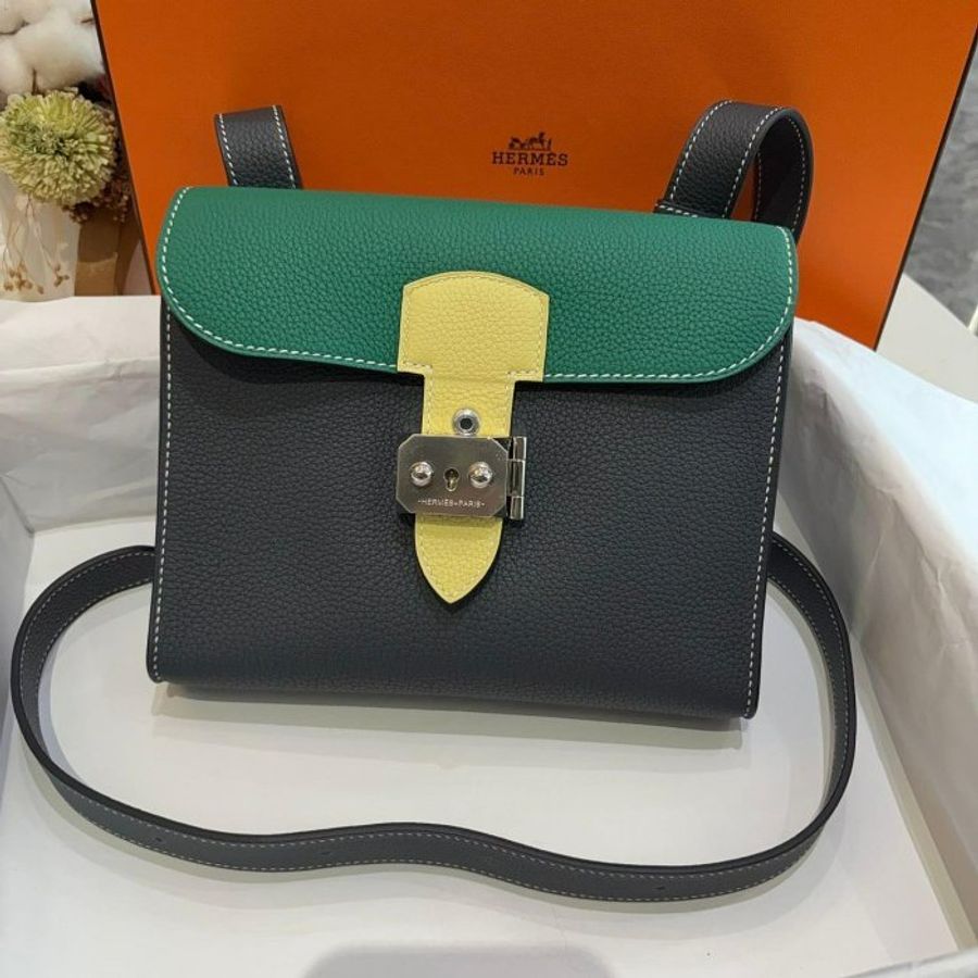 *SHIHNA名牌精品* HERMÈS Sac a depeches 21三拼色郵差包-1