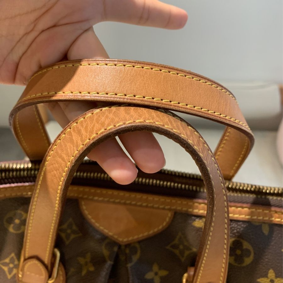 台北101購入 正品 Louis Vuitton 路易威登  LV PALERMO PM 兩用托特包 PVC帆布 老花 棕色 金釦 斜背包 肩背包 手提包 手拿包 通勤包-14