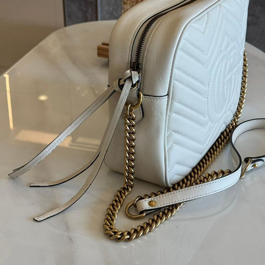 *SHIHNA名牌精品* Gucci Marmont 白色馬夢相機包-1