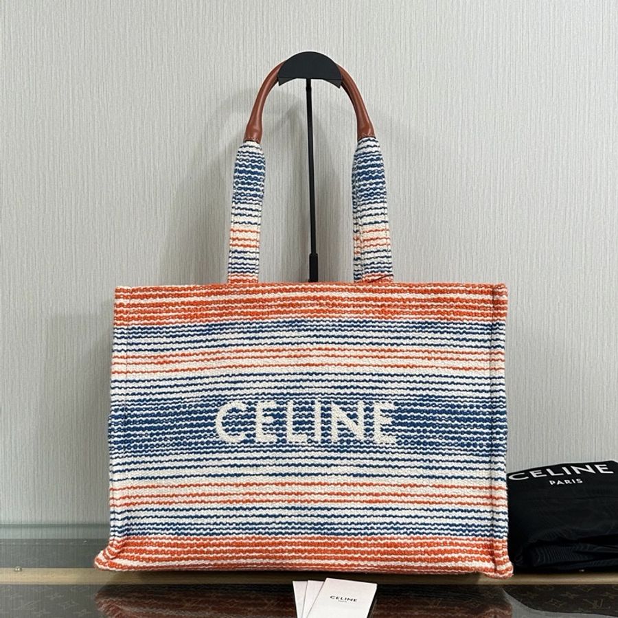 【威選精品】🌊 CELINE 彩條布沙灘托特包-6