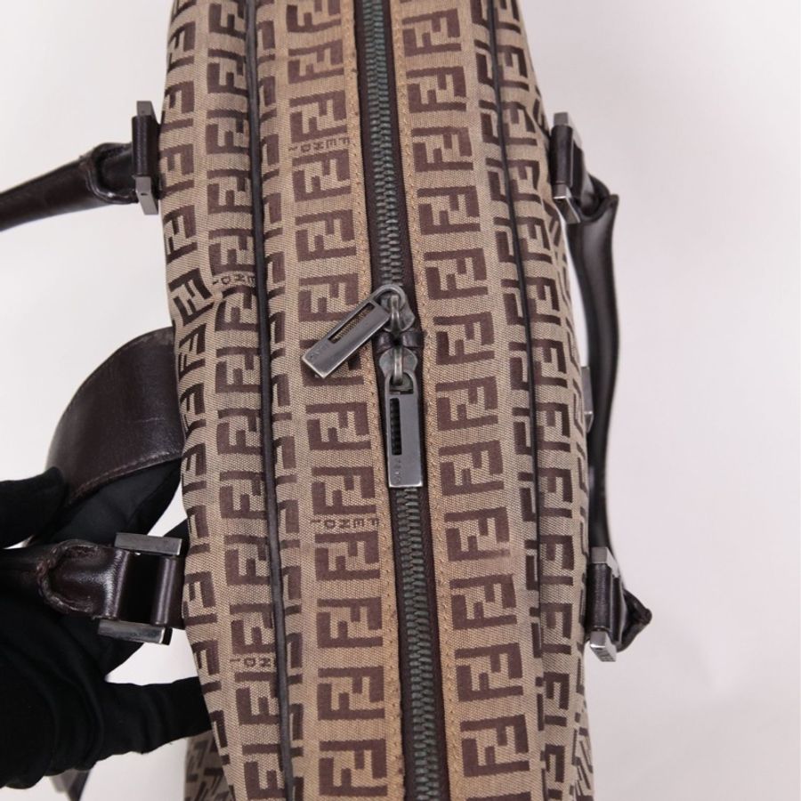 Fendi 棕色老花波士顿手提包-2