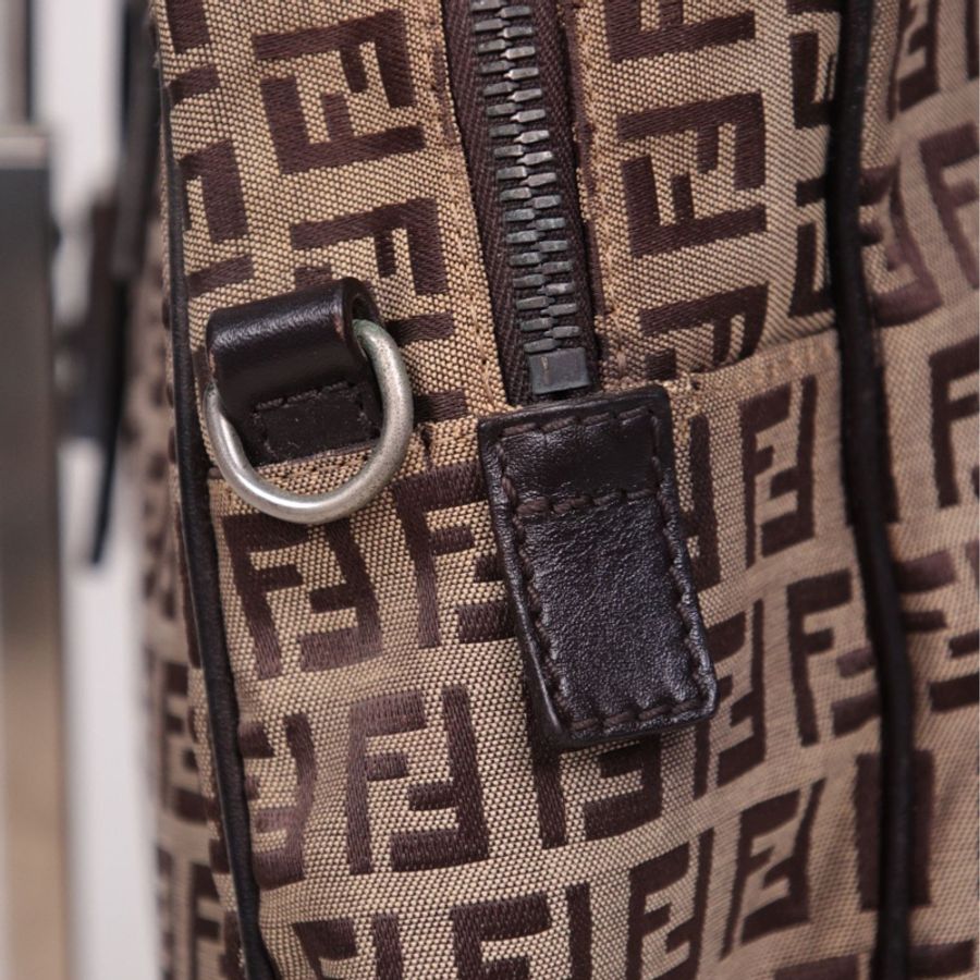 Fendi 棕色老花波士顿手提包-5
