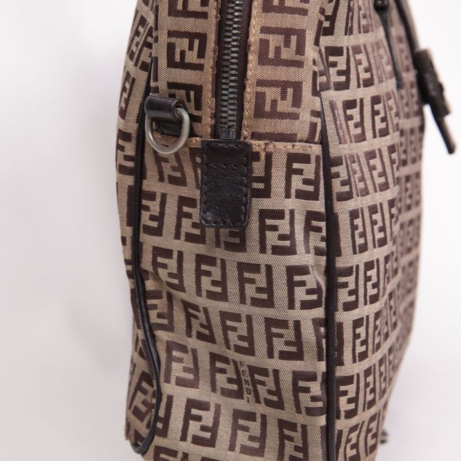 Fendi 棕色老花波士顿手提包-6