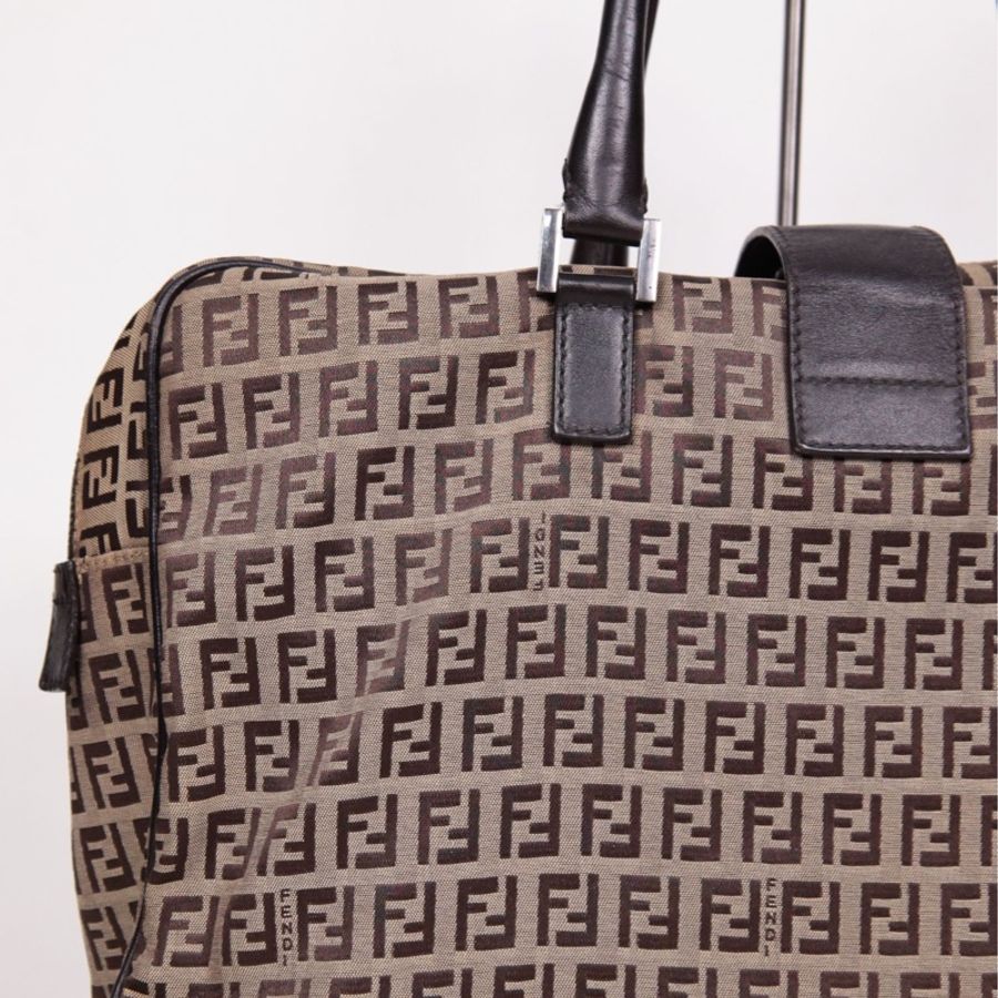 Fendi 棕色老花波士顿手提包-9