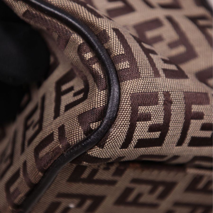 Fendi 棕色老花波士顿手提包-12