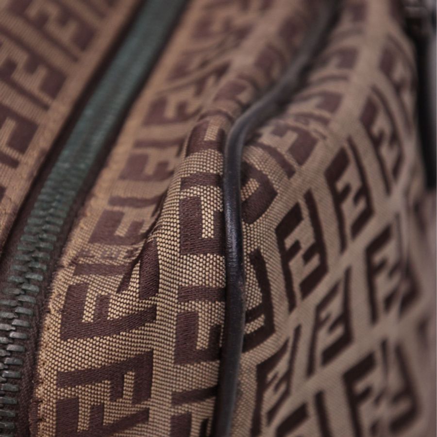 Fendi 棕色老花波士顿手提包-13