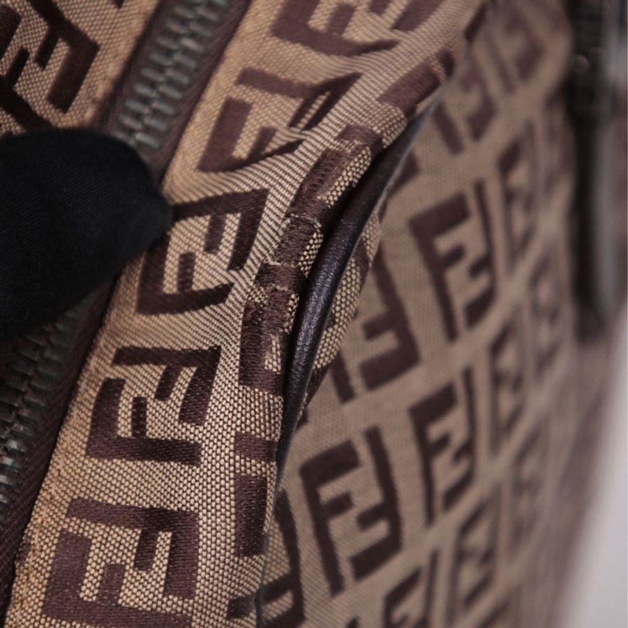 Fendi 棕色老花波士顿手提包-16