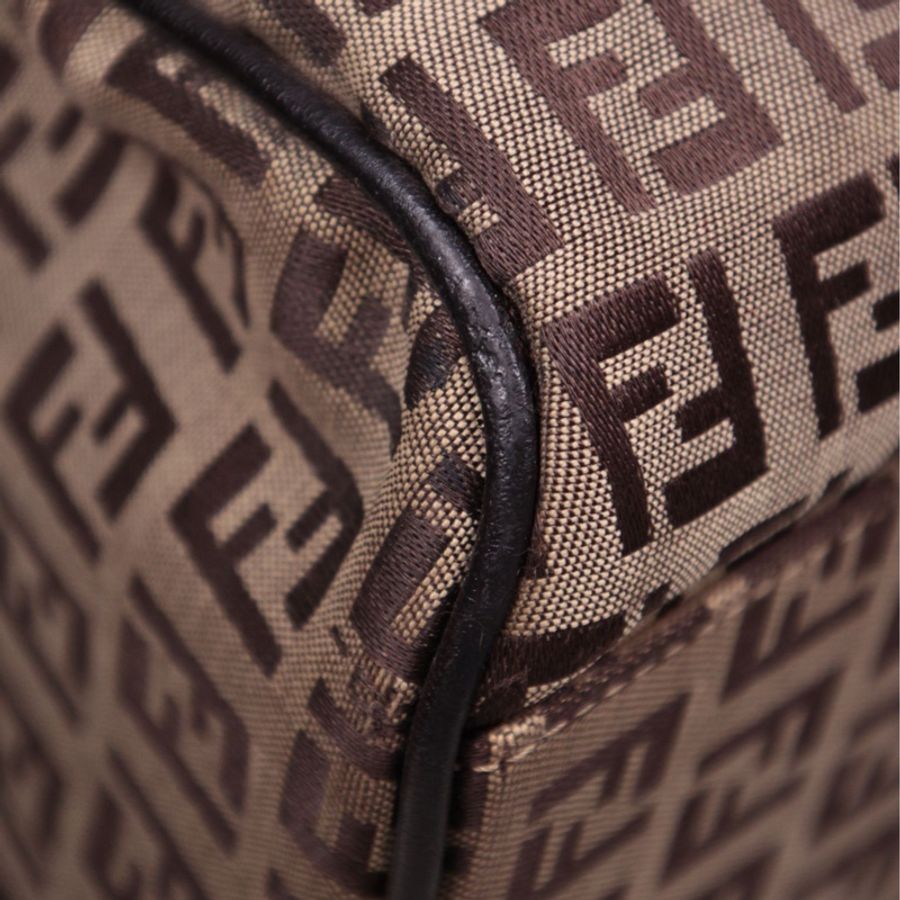 Fendi 棕色老花波士顿手提包-18