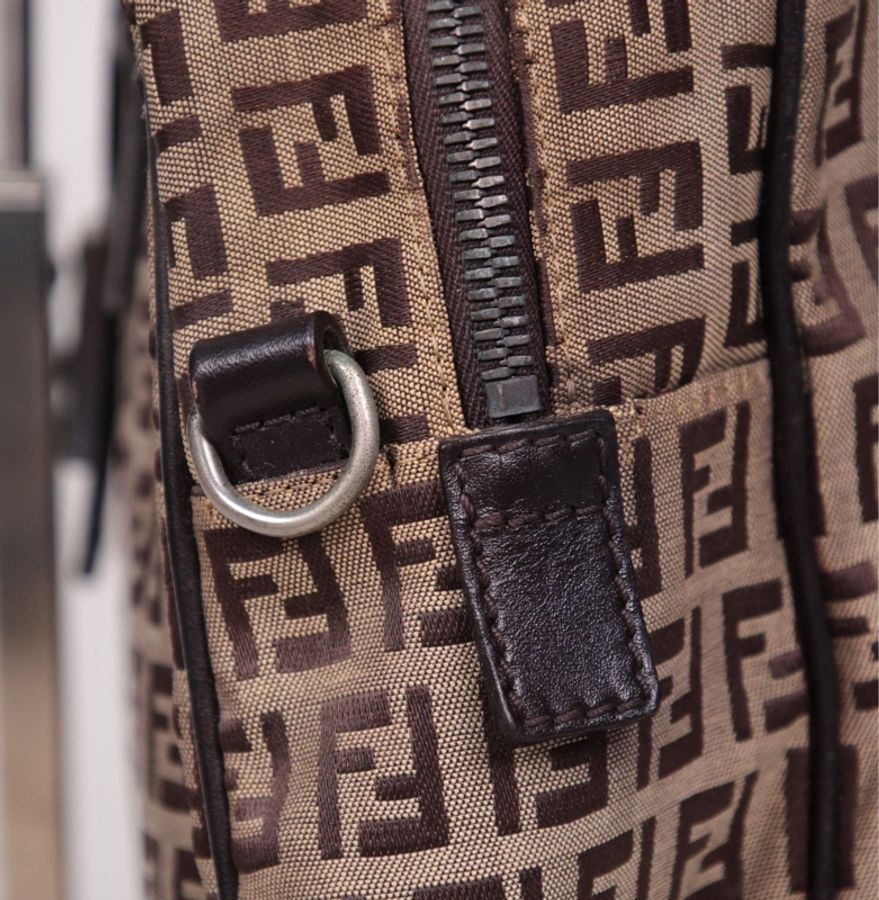 Fendi 棕色老花波士顿手提包-19