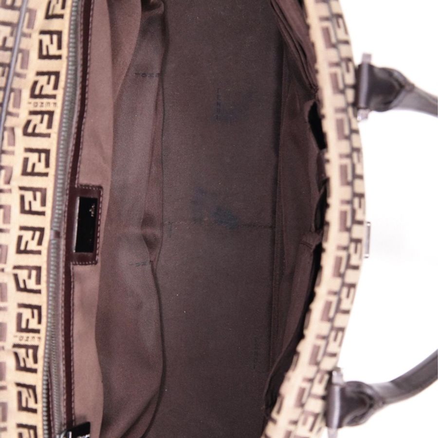 Fendi 棕色老花波士顿手提包-27