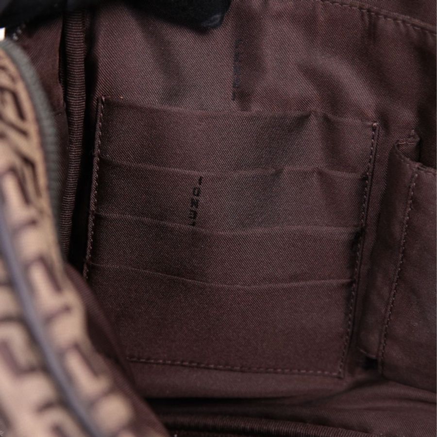 Fendi 棕色老花波士顿手提包-30