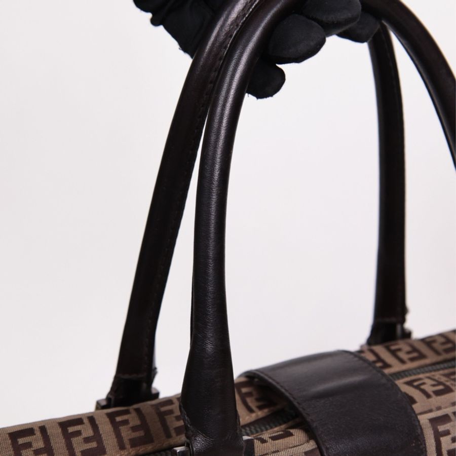 Fendi 棕色老花波士顿手提包-37