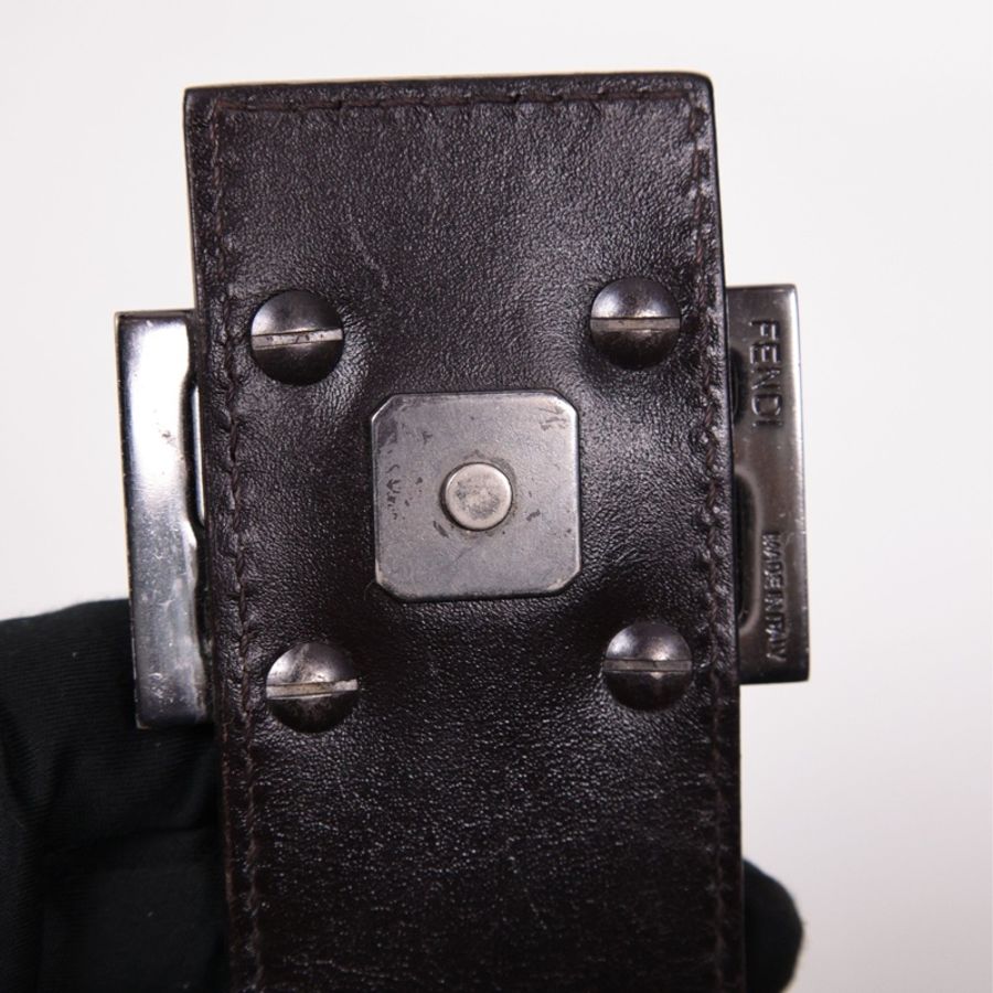 Fendi 棕色老花波士顿手提包-39