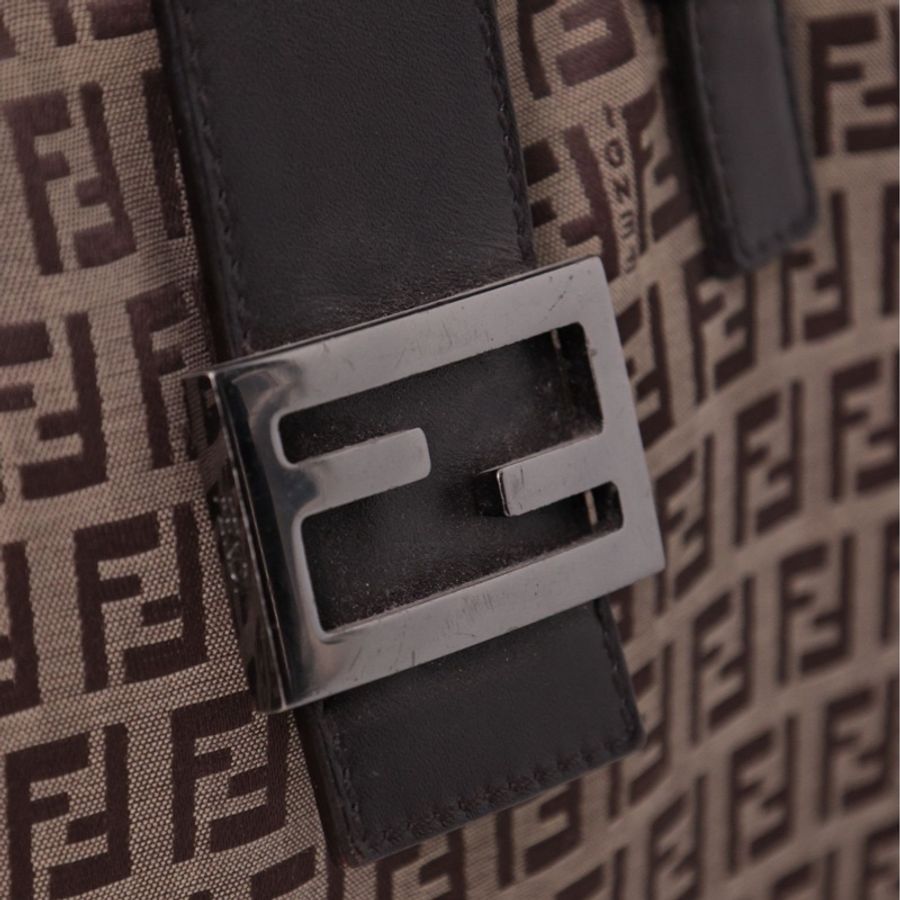 Fendi 棕色老花波士顿手提包-45