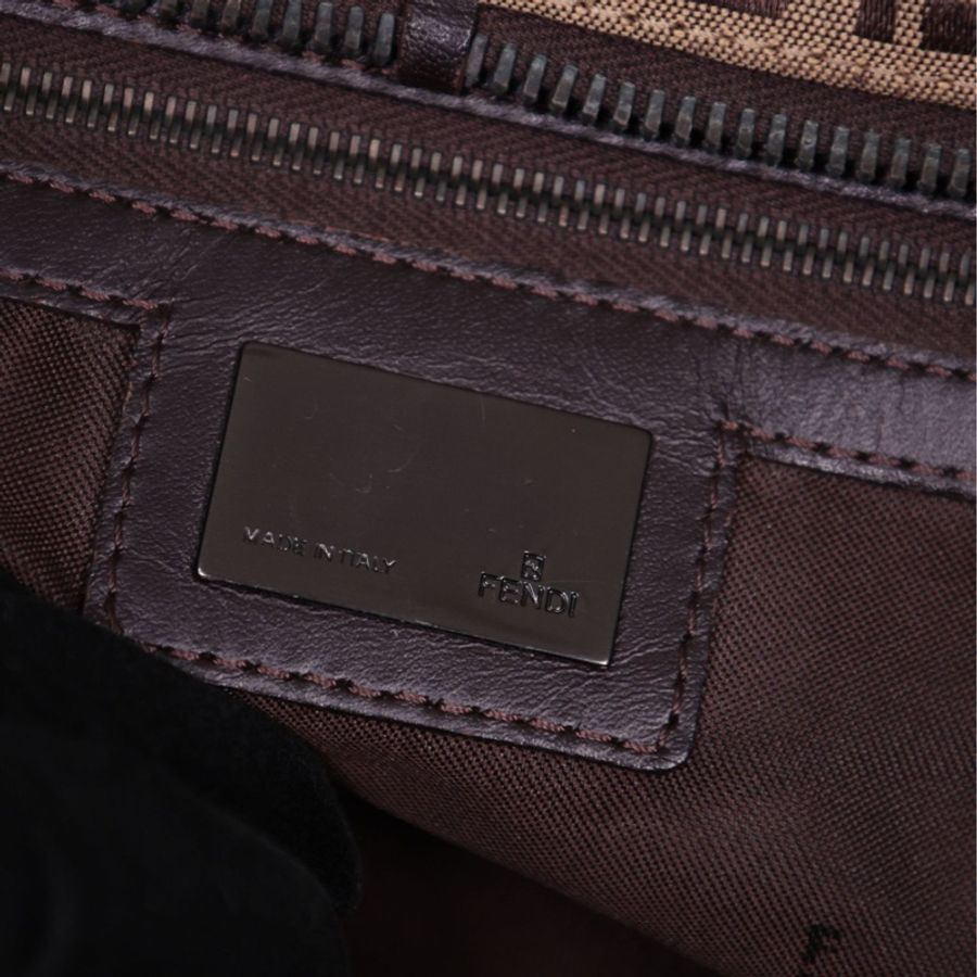 Fendi 棕色老花波士顿手提包-46