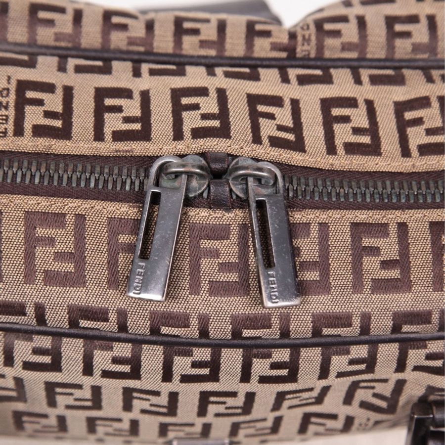 Fendi 棕色老花波士顿手提包-47