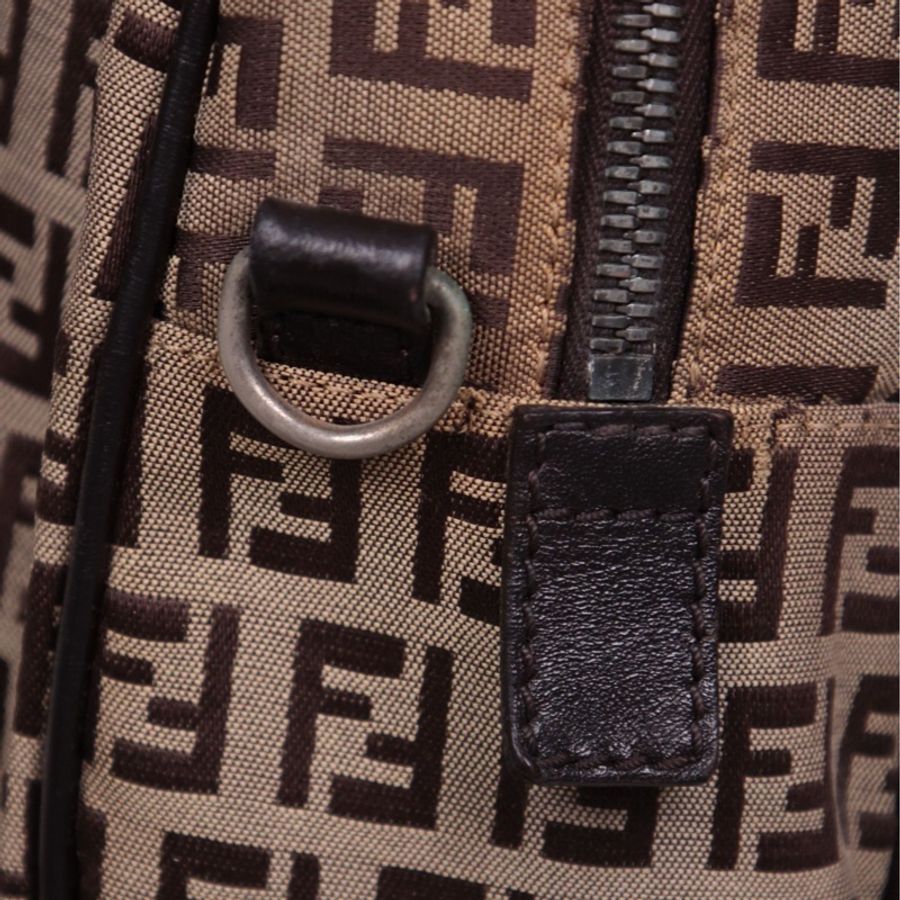 Fendi 棕色老花波士顿手提包-48
