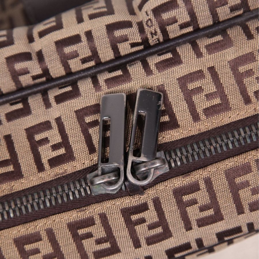 Fendi 棕色老花波士顿手提包-51