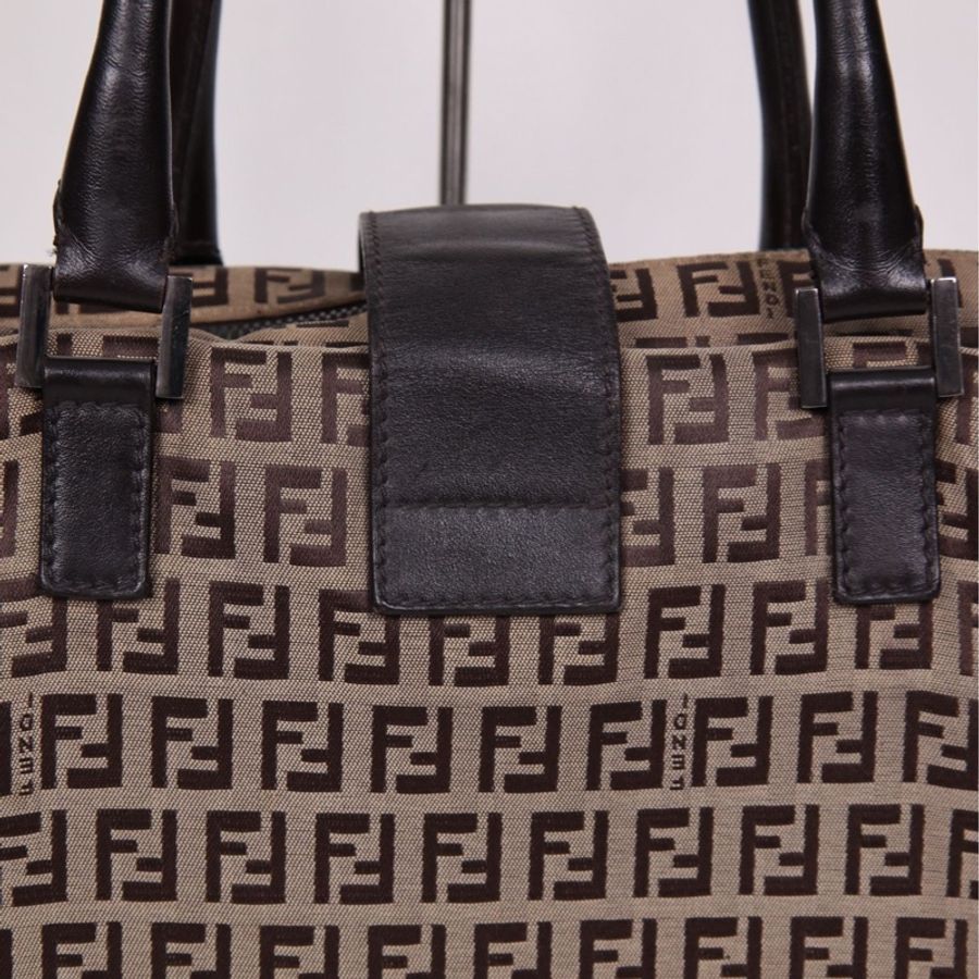 Fendi 棕色老花波士顿手提包-52