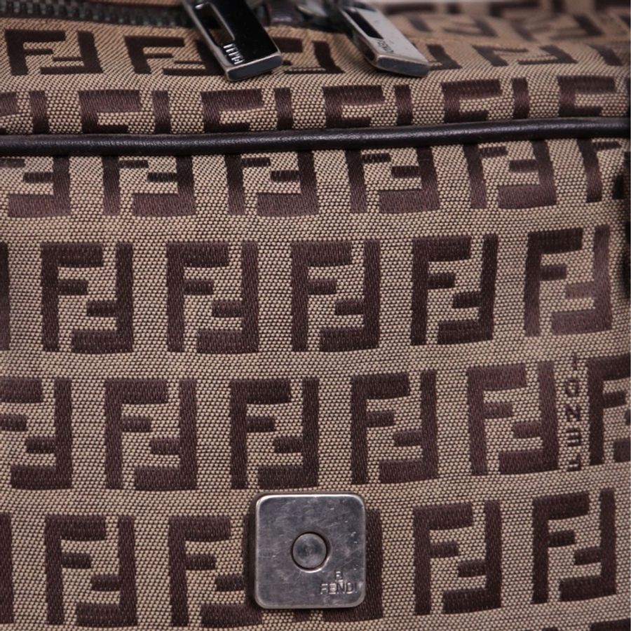Fendi 棕色老花波士顿手提包-53