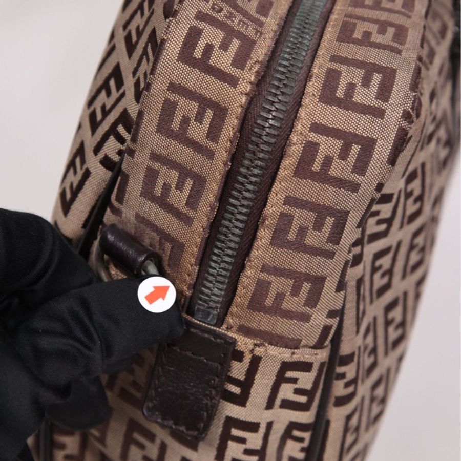 Fendi 棕色老花波士顿手提包-55