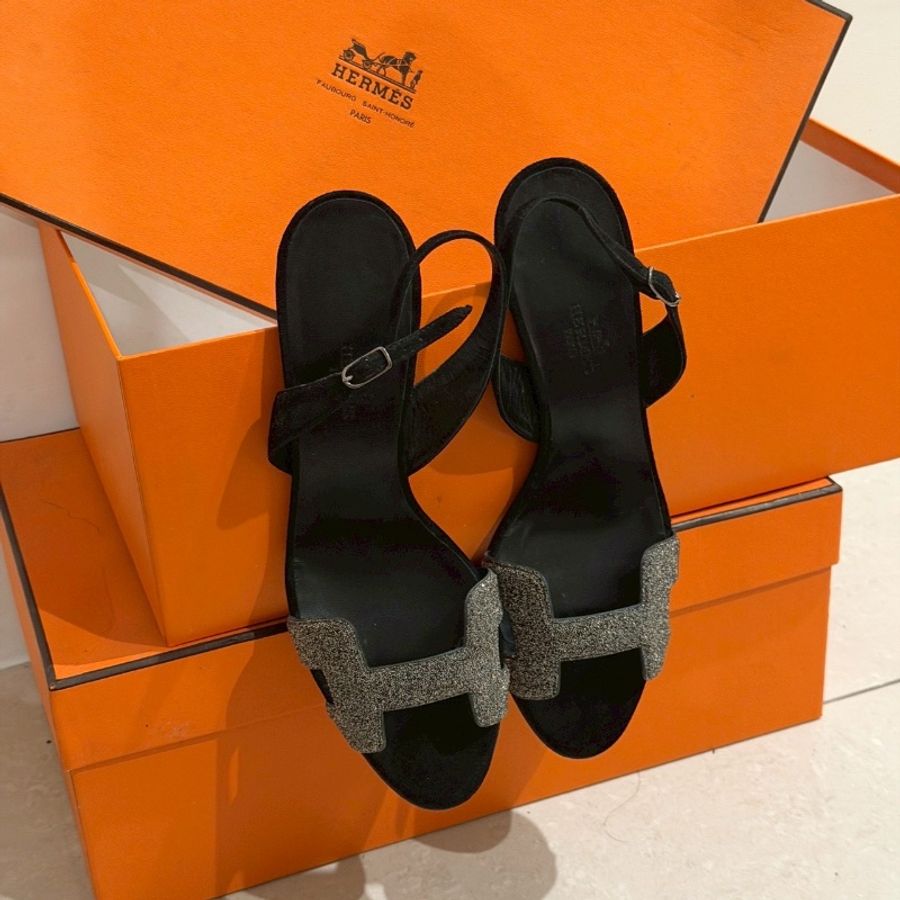 全新閒置🧡#愛馬仕 #細閃H #高跟涼鞋 #38碼 #塵袋購證-1
