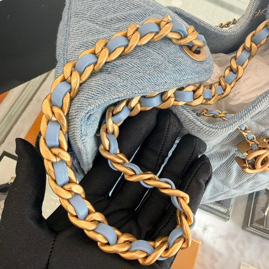 *SHIHNA名牌精品* Chanel 25 小號 Hobo Bag 水洗單寧布 金釦 (芯片款)-5