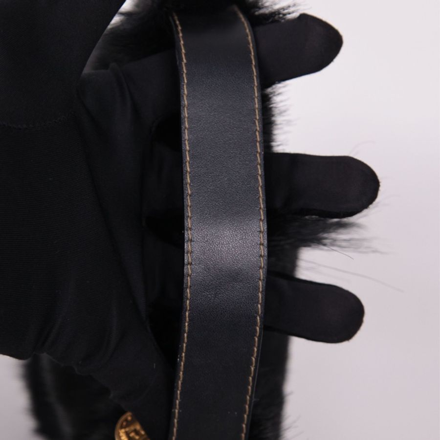 Fendi 黑色毛毛皮草金标手提包-2