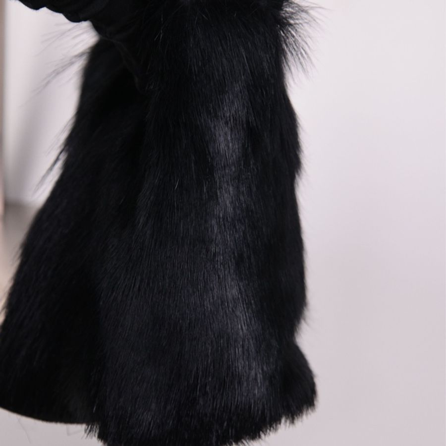 Fendi 黑色毛毛皮草金标手提包-4