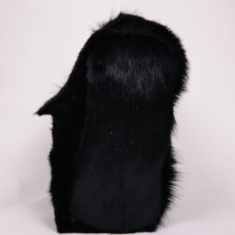 Fendi 黑色毛毛皮草金标手提包-5