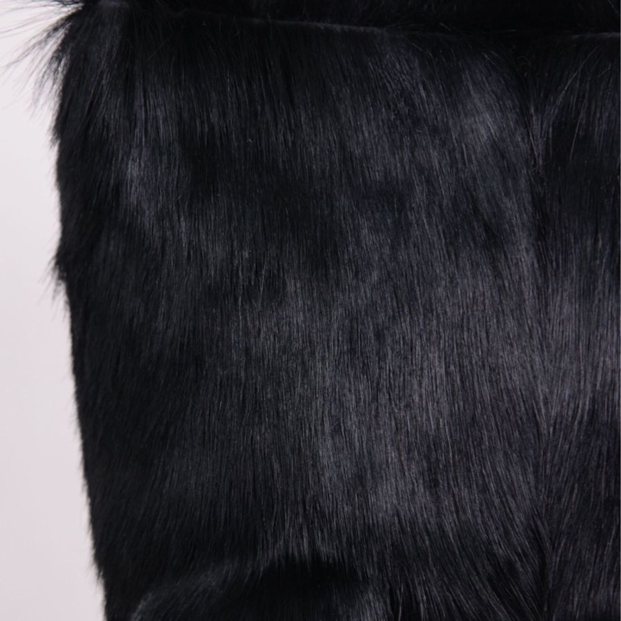Fendi 黑色毛毛皮草金标手提包-7