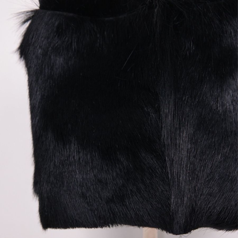 Fendi 黑色毛毛皮草金标手提包-9
