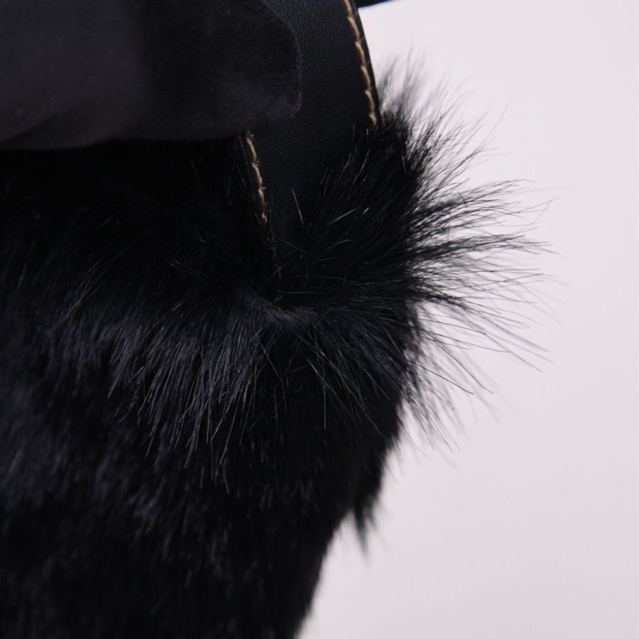 Fendi 黑色毛毛皮草金标手提包-15
