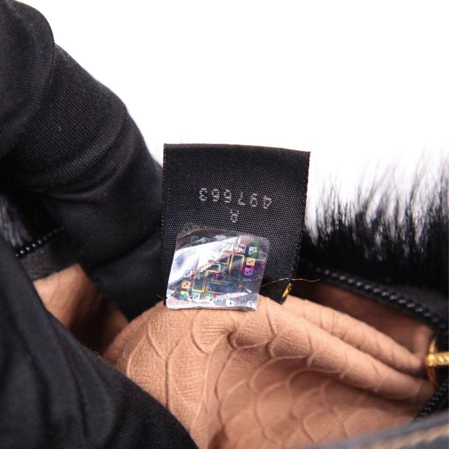 Fendi 黑色毛毛皮草金标手提包-20