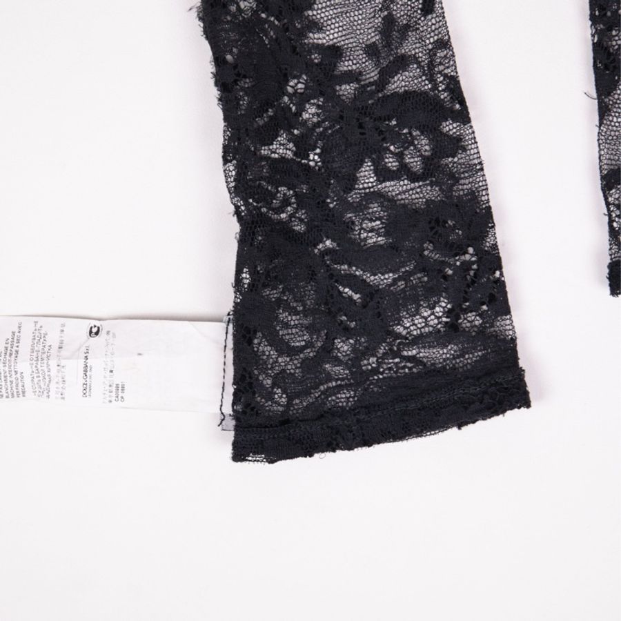 Dolce&Gabbana黑色蕾丝晚宴手套长手套-5
