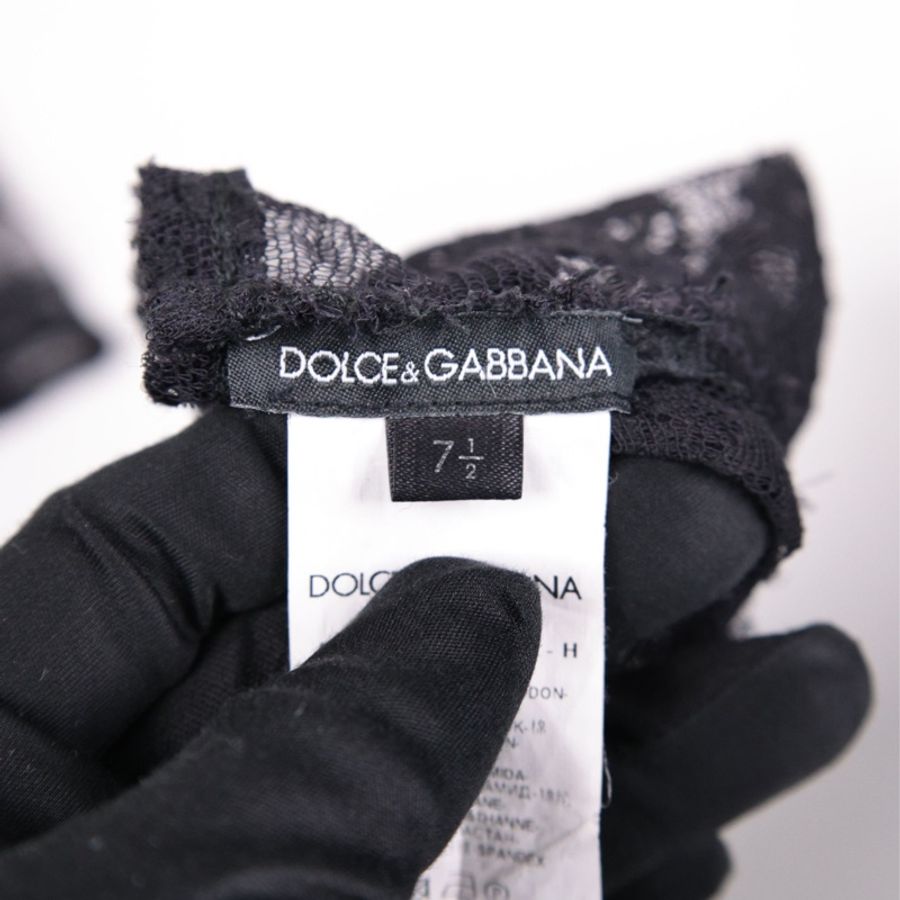 Dolce&Gabbana黑色蕾丝晚宴手套长手套-6