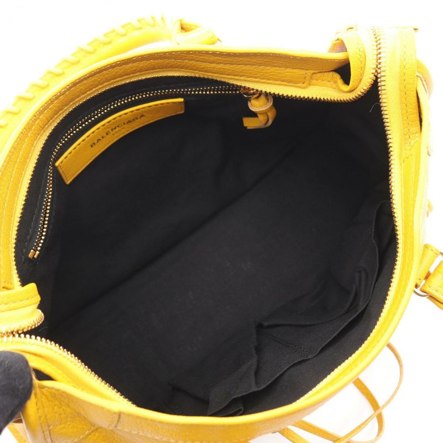 BALENCIAGA 經典金屬邊 City S 手提包 432831 黃色皮革 二手 女士-2