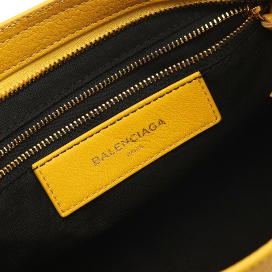 BALENCIAGA 經典金屬邊 City S 手提包 432831 黃色皮革 二手 女士-3