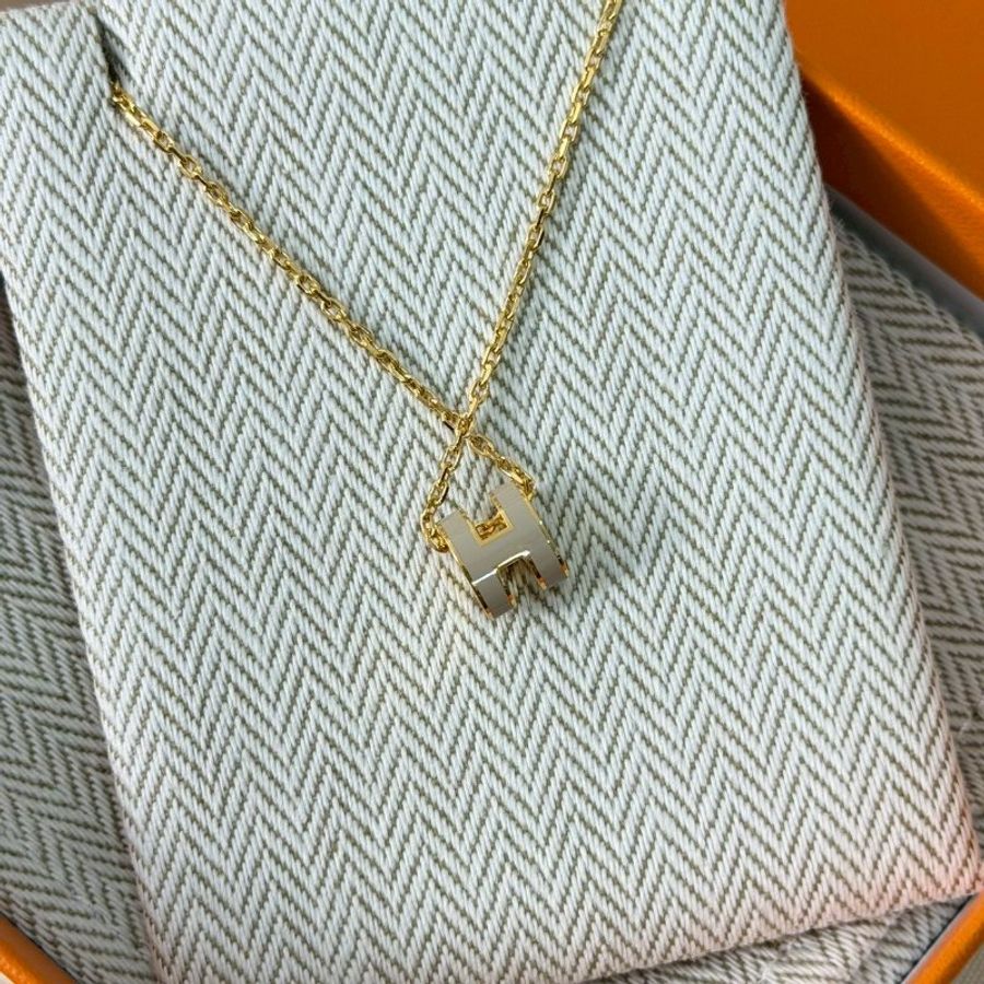 🏷Hermes 愛馬仕．Mini Pop H 項鍊 奶茶金-3