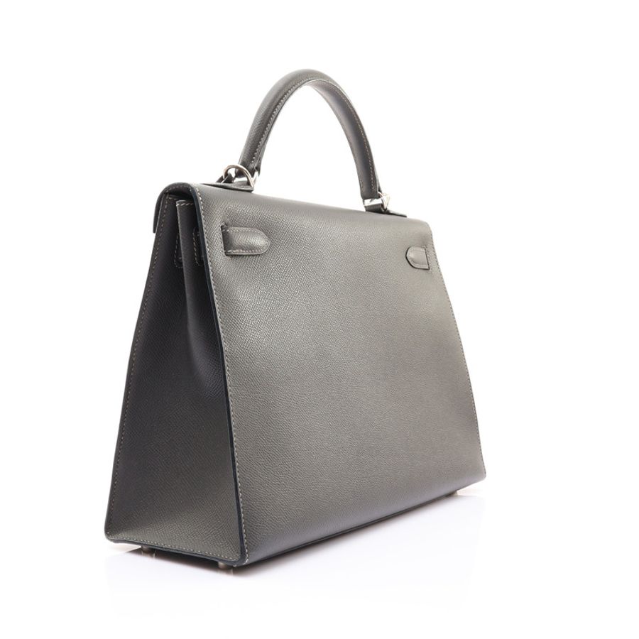 灰褐色 Epsom牛皮 Kelly 32 凱莉包 兩用包 □J刻 銀釦 無鎖頭組【HERMES 愛馬仕】-1