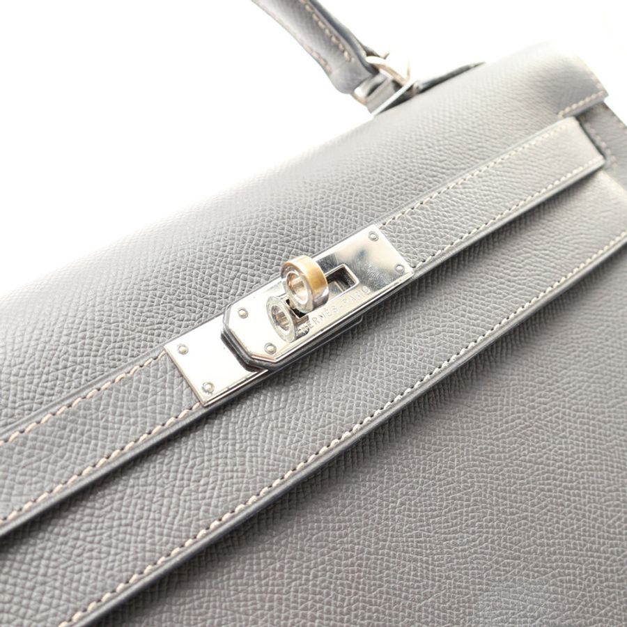灰褐色 Epsom牛皮 Kelly 32 凱莉包 兩用包 □J刻 銀釦 無鎖頭組【HERMES 愛馬仕】-11