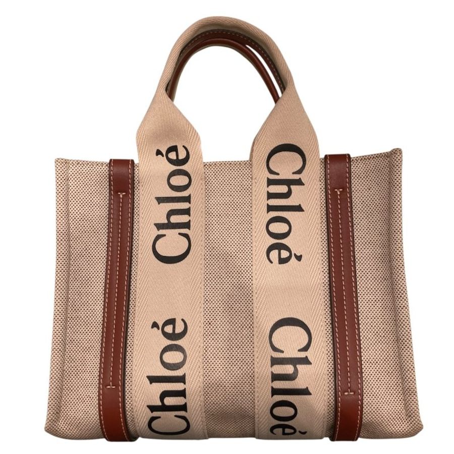 CHLOE 克羅伊 WOODY 迷你帆布托特包 帆布 棕色-1