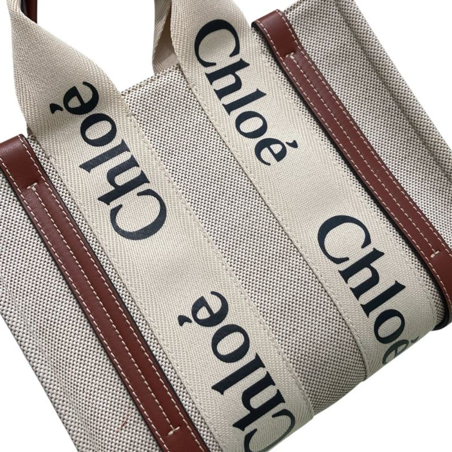 CHLOE 克羅伊 WOODY 迷你帆布托特包 帆布 棕色-10