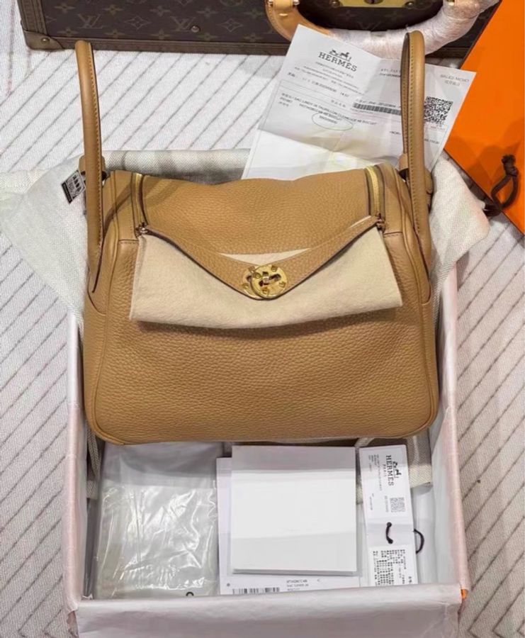 Hermes 愛馬仕lindy 26 餅乾色金扣 TC皮 B刻-0