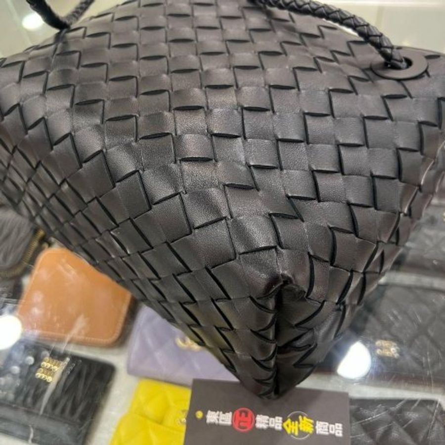 東區正精品㊣BV Bottega Veneta 766014 Small Andiamo 全新黑色小牛皮編織銀扣手提包側背包 RZ6513-6
