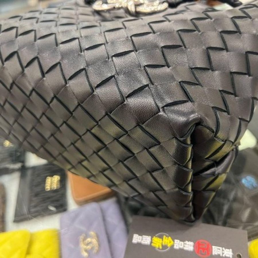 東區正精品㊣BV Bottega Veneta 766014 Small Andiamo 全新黑色小牛皮編織銀扣手提包側背包 RZ6513-7