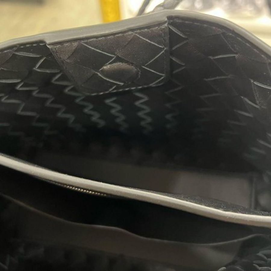 東區正精品㊣BV Bottega Veneta 766014 Small Andiamo 全新黑色小牛皮編織銀扣手提包側背包 RZ6513-13