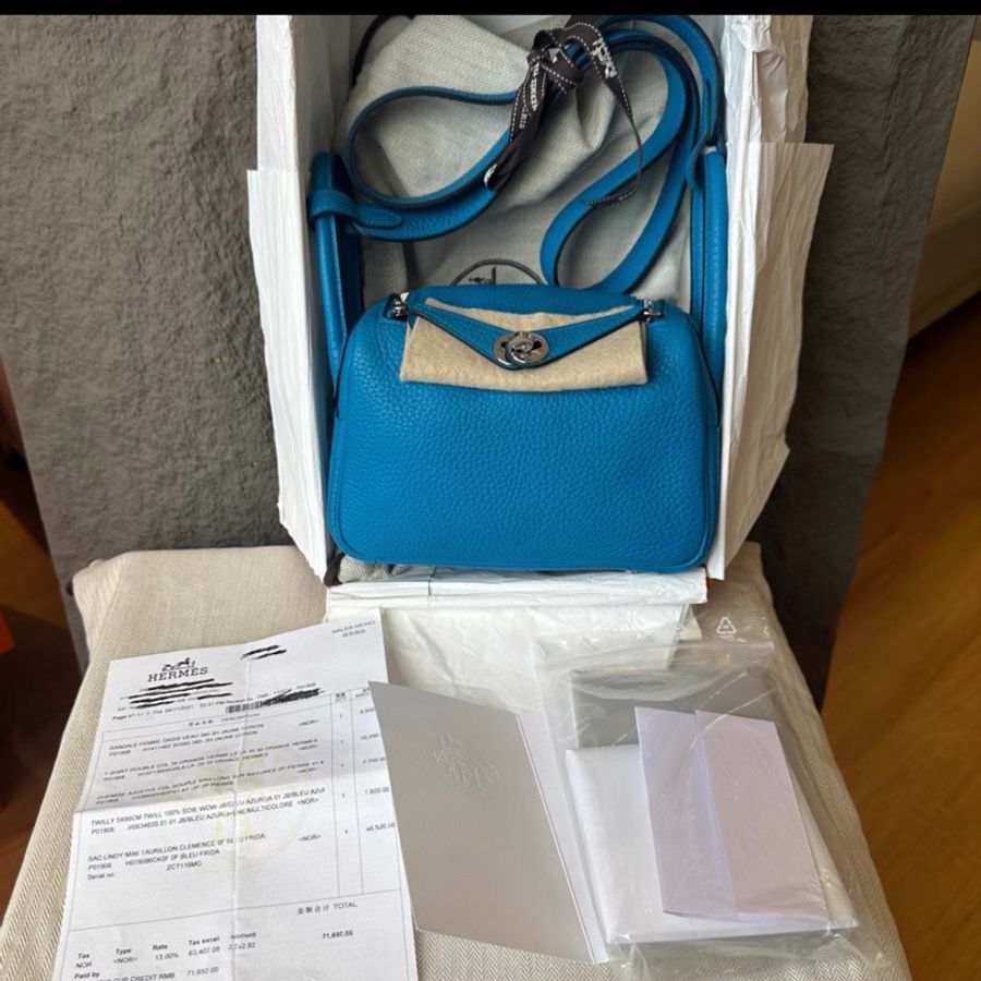 hermes 愛馬仕佛羅里達藍 Mini Lindy 一代 Z刻-0