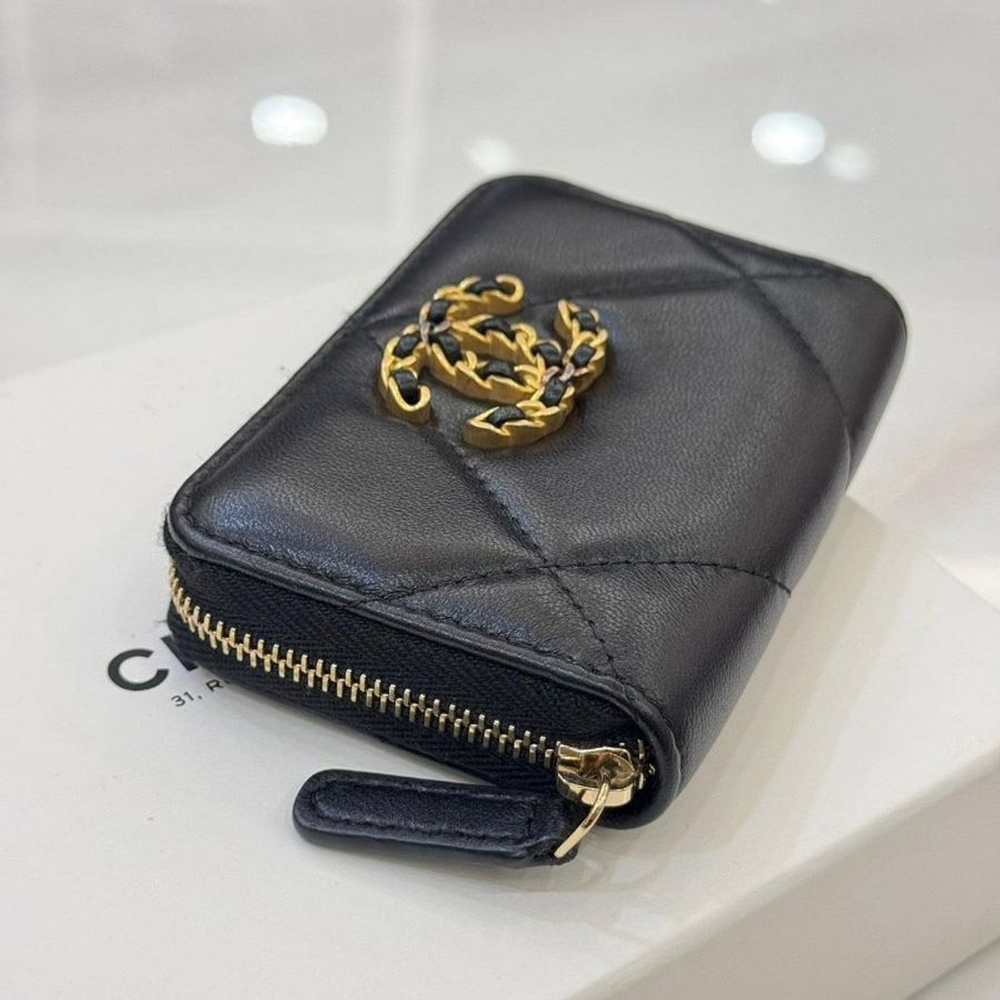 *SHIHNA名牌精品* CHANEL 19 拉鍊零錢包黑金(芯片款)-2
