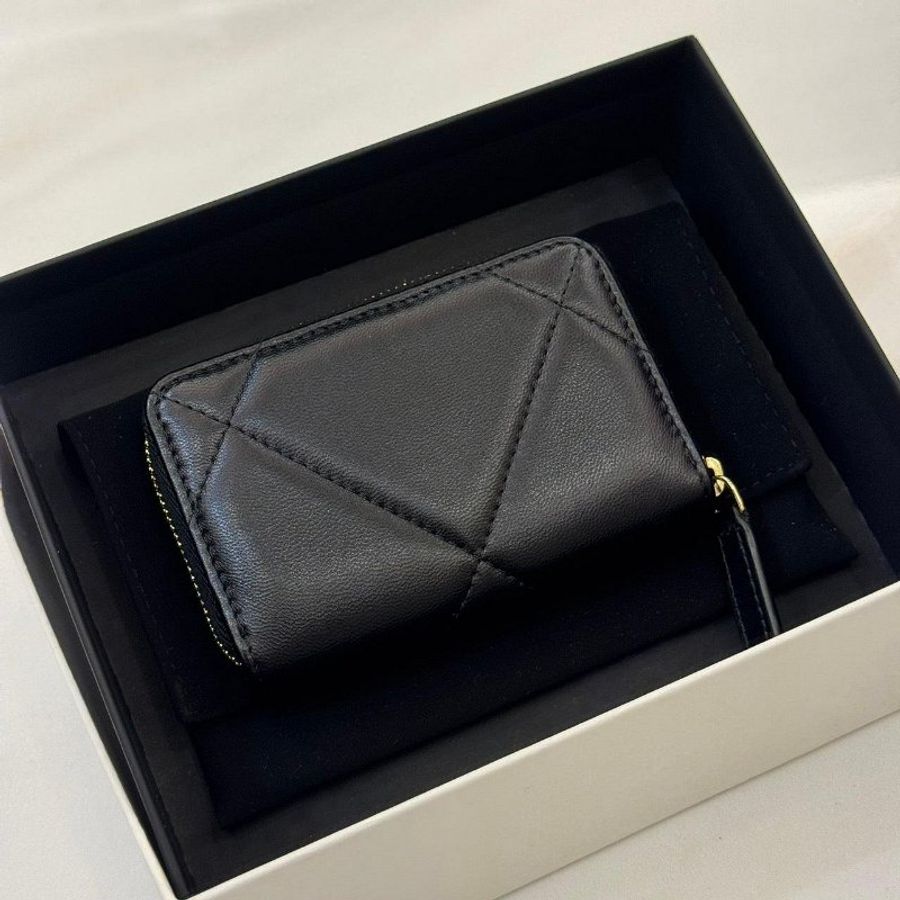 *SHIHNA名牌精品* CHANEL 19 拉鍊零錢包黑金(芯片款)-4